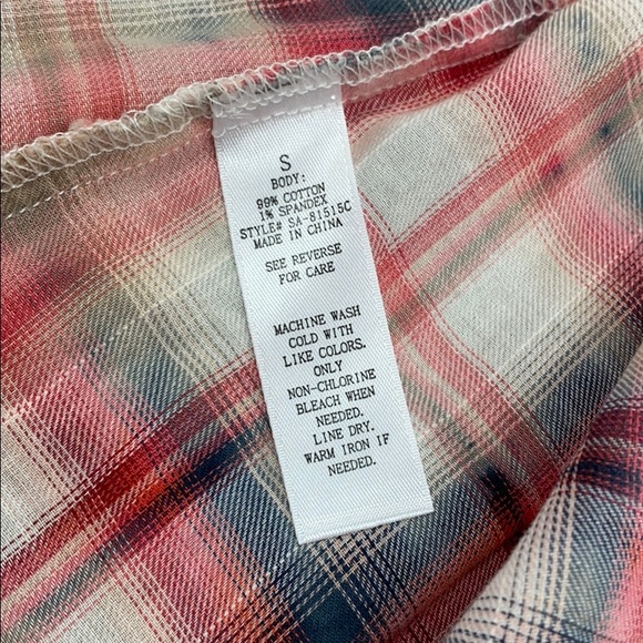 Altar’d State raw hem bleached stained button down - Picture 5 of 5